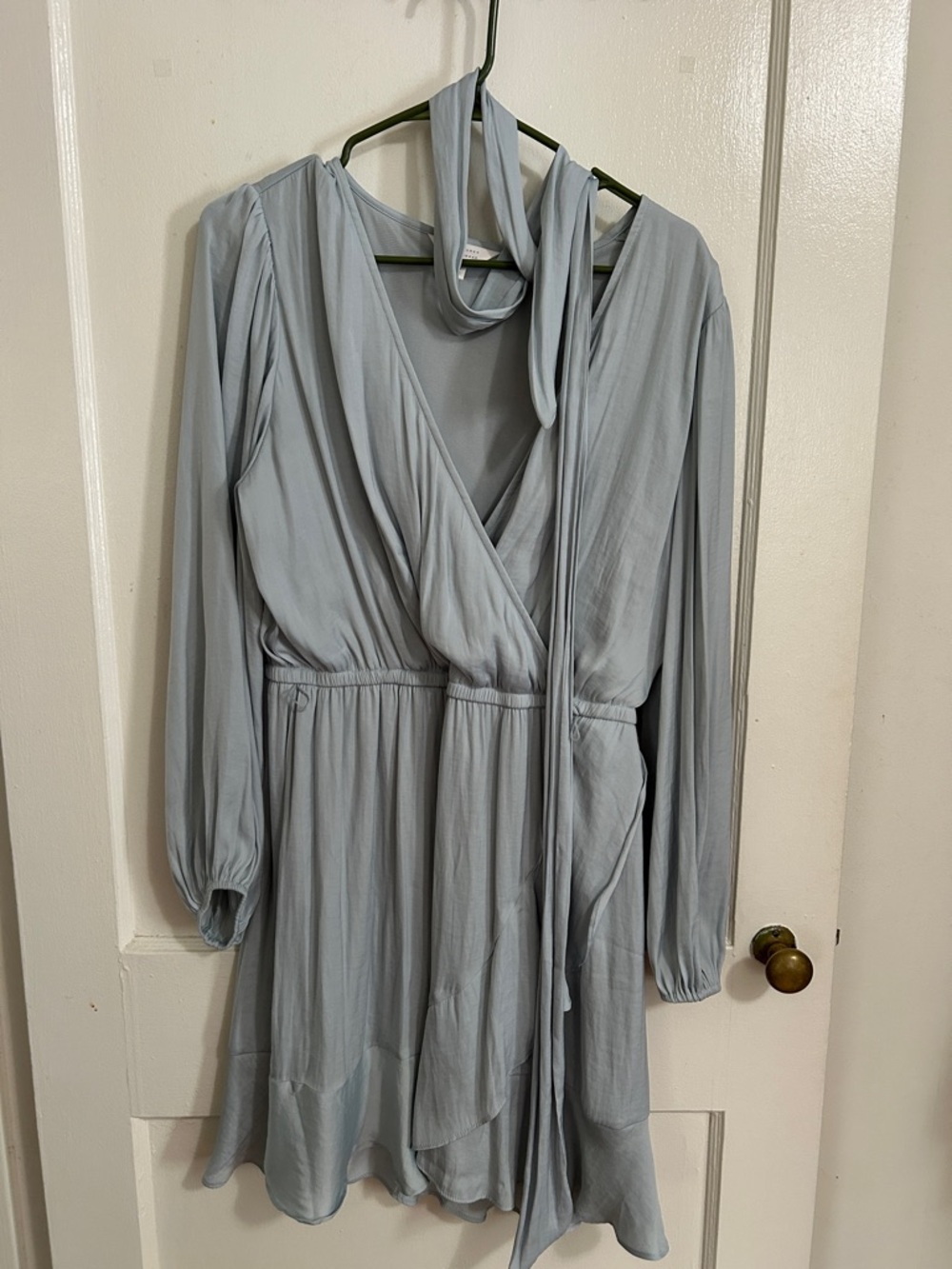 Lauren Conrad  Blue Long Sleeve Wrap Dress with Neck Tie